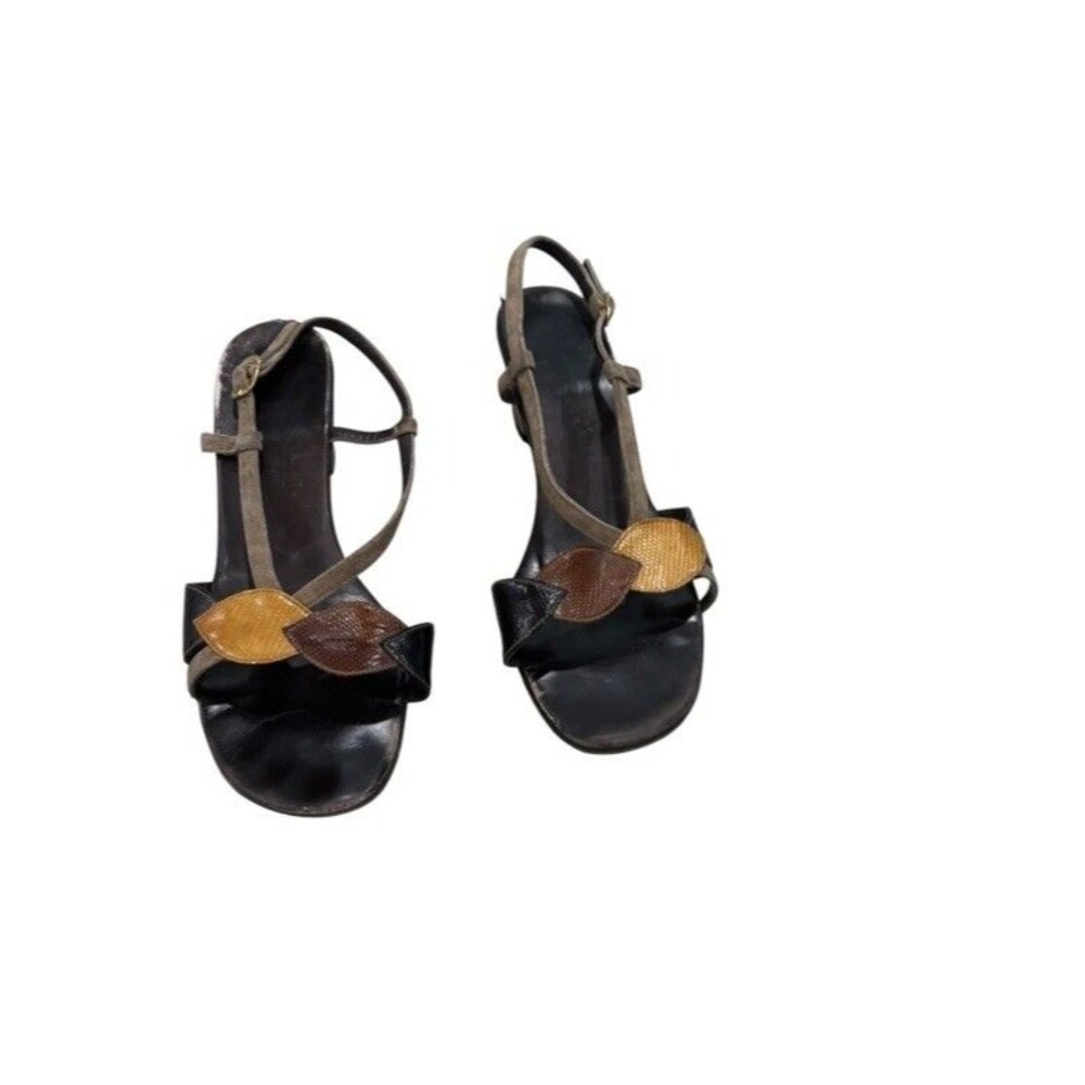 Enzo Angiolini Brown Heel Sandals 8M Block Heel Open Toe Slingback Dress Shoes